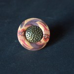 bouton bois perle métal ronde