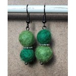 boucles perles laine verte